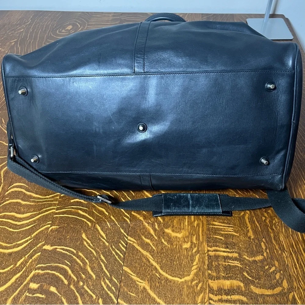 Coach Black Leather Voyage Weekender Travel Bag w/COA